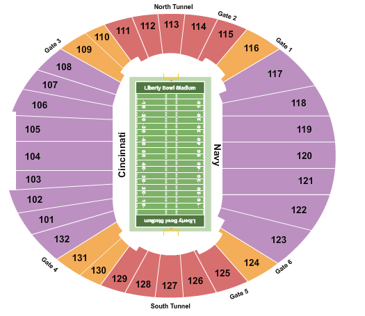 Liberty Bowl Memorial Stadium Memphis Bowl Seating Chart
